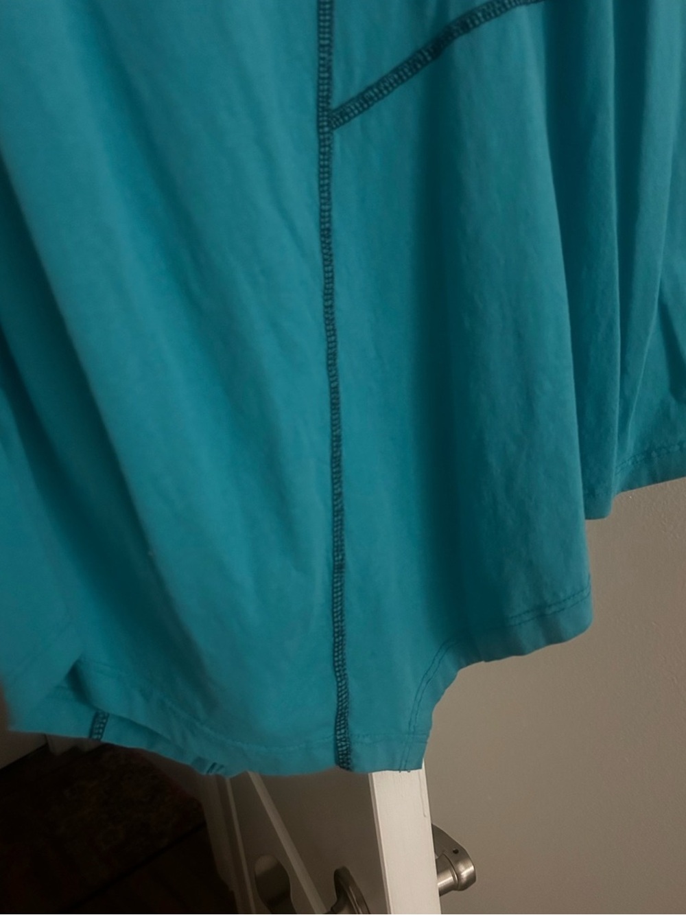 Made In Italy Cotton Sleeveless Teal Asymmetric Tank Top - Picture 4 of 7